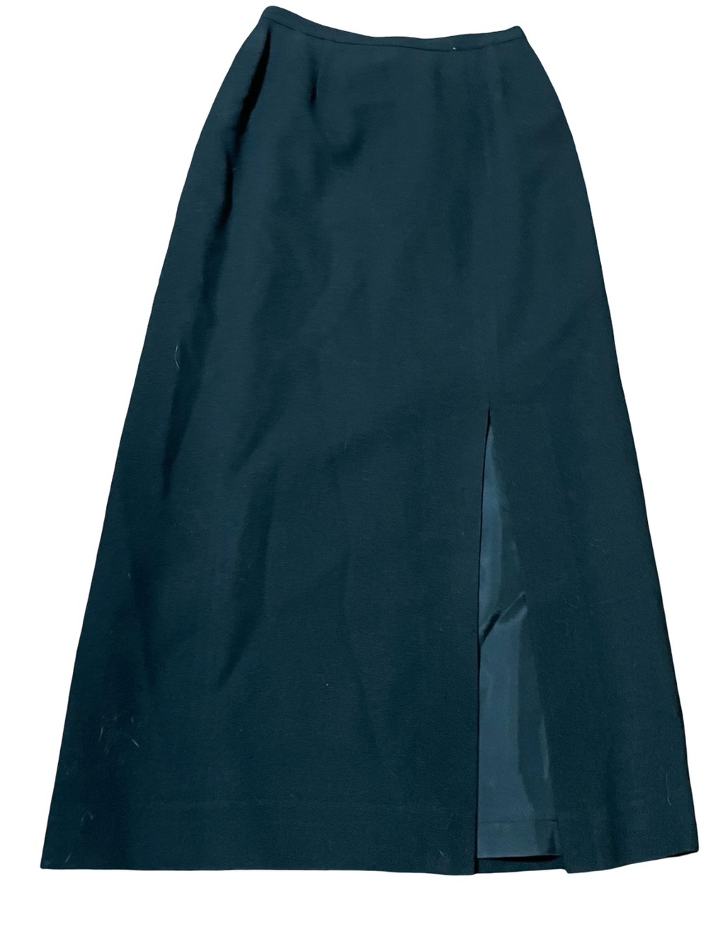 Kasper & Company ASL Vintage Wool Maxi skirt black High Waisted lined front slit - Picture 2 of 7